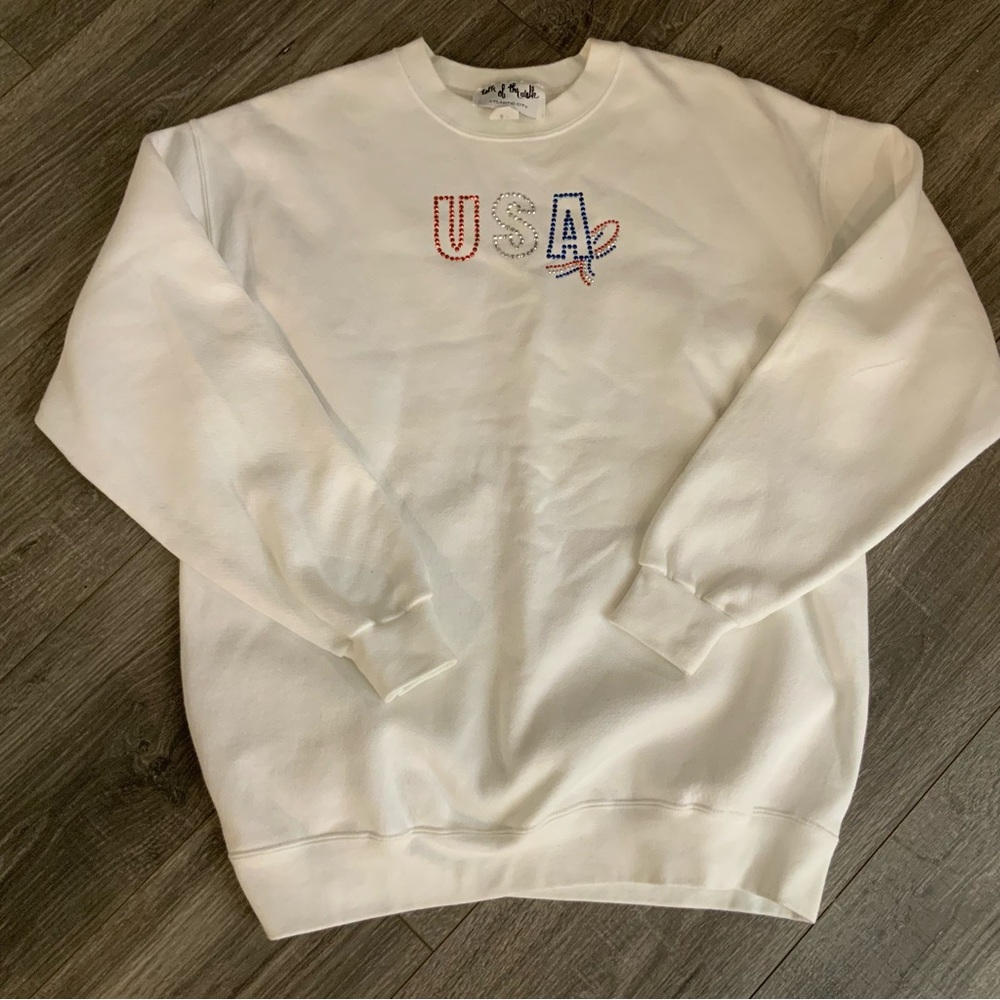 TALK OF THE WALK / AC White Sweatshirt U.S.A Sz Large
